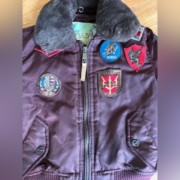 Boys Tommy Top Gun B-15 Burgundy Flight Bomber Jacket Size 4T Toddler Coat - Picture 15 of 15